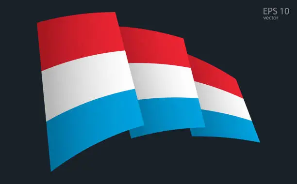 Vector illustration of Waving Vector flag of Luxembourg. National flag waving symbol. Banner design element.