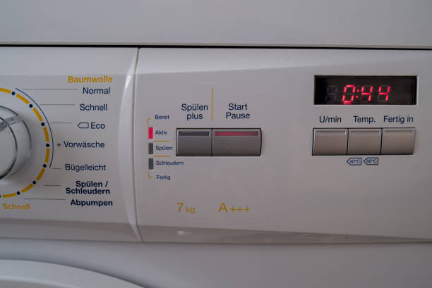 Control panel of working washing machine