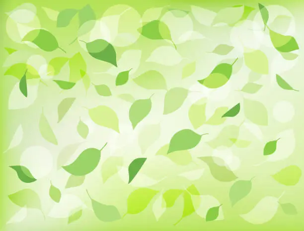 Vector illustration of Illustration wallpaper with leaves blowing in the wind