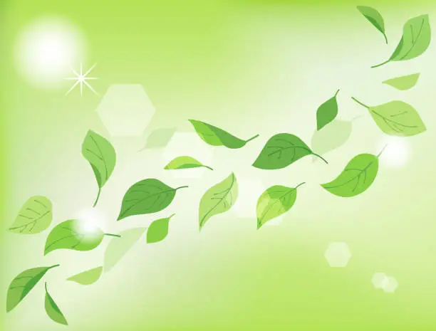 Vector illustration of Illustration wallpaper with leaves blowing in the wind