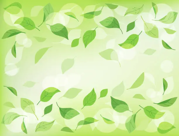 Vector illustration of Illustration wallpaper with leaves blowing in the wind