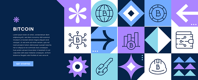 Bitcoin Bauhaus Style Geometric Web Banner Design