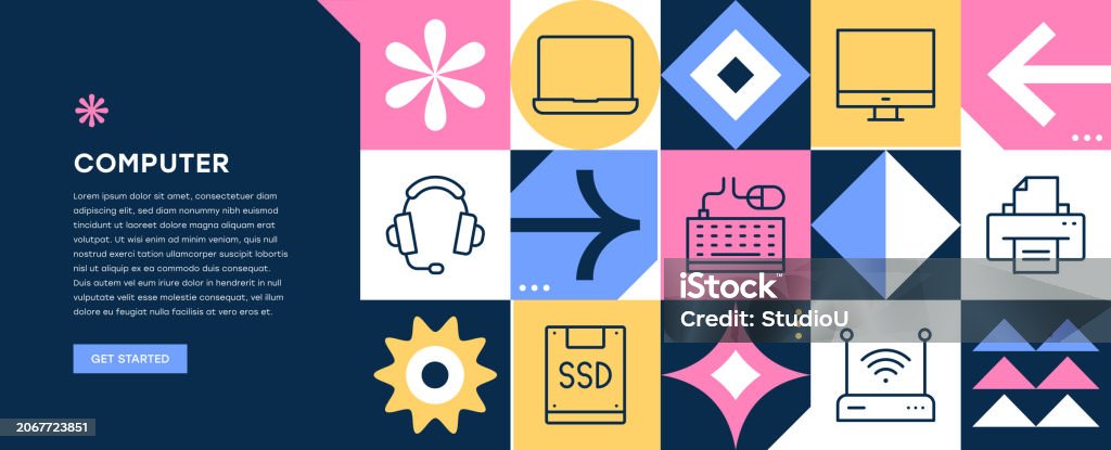 Computer Web Banner Design Stock Illustration - Download Image Now ...