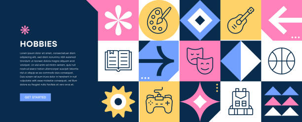 hobbi web banner design - hobbik témájú stock illusztrációk