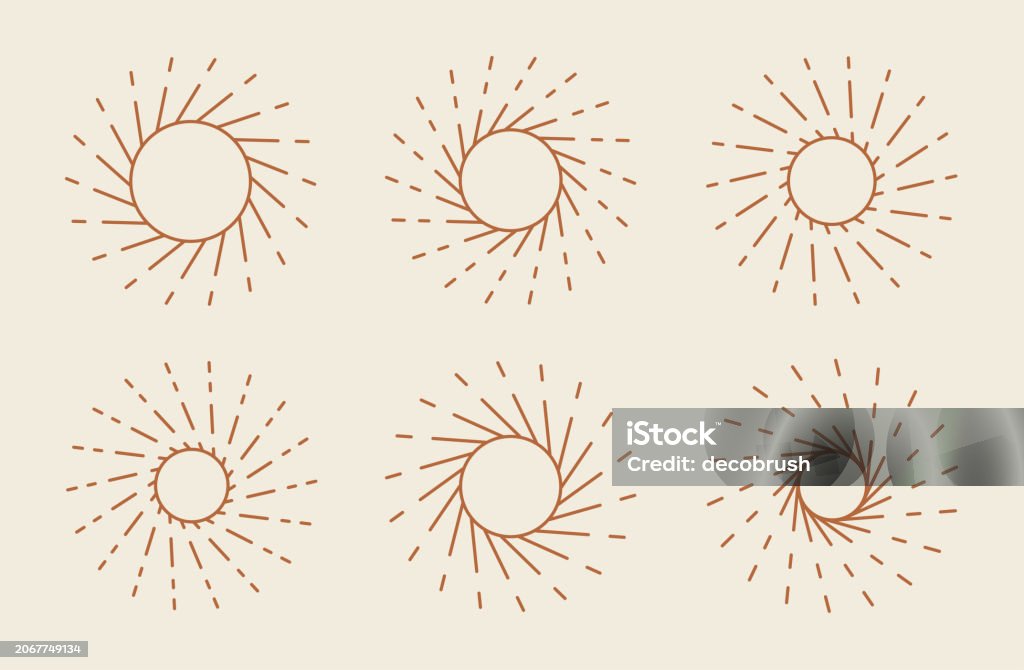 Sun Rays Elements Sun Rays Decorative Frames Sunburst Rays Design Elements Line Art ...
