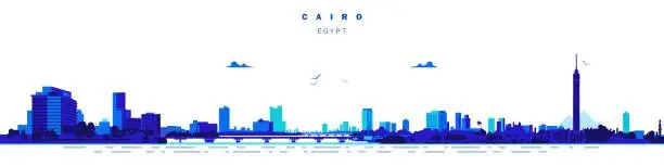 Vector illustration of Landscape skyline of egyptian capital cairo