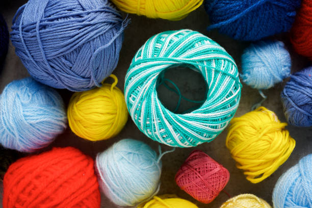 Group of colorfulwool balls stock photo