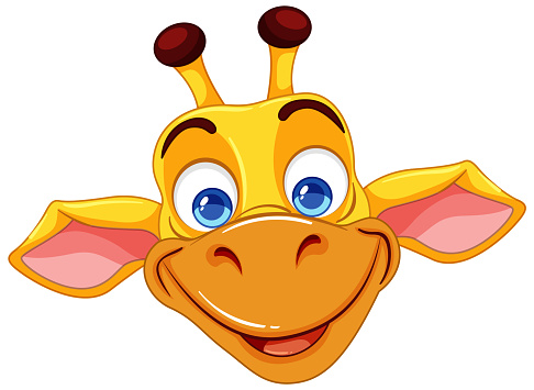 Bright, happy giraffe face with a big smile