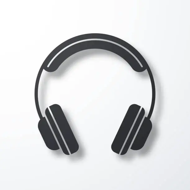Vector illustration of Headphones. Icon with shadow on white background