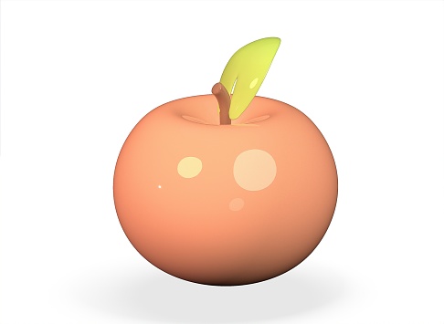 cartoon apple on a white background 3D rendering.