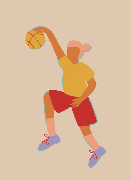 istock flat vector illustration with a silhouette of a woman playing basketball 2067791065