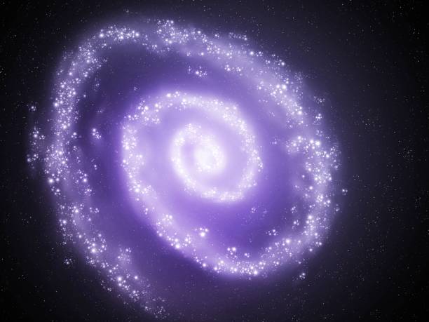 Purple galaxy isolated. Beautiful spiral galaxy with many stars. Space landscape, Sci-Fi background.