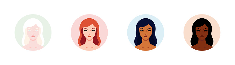 Women avatar icons. Vector illustration charaters for social media and networking, user profile, website and app design and development, user profile icons. International women's day