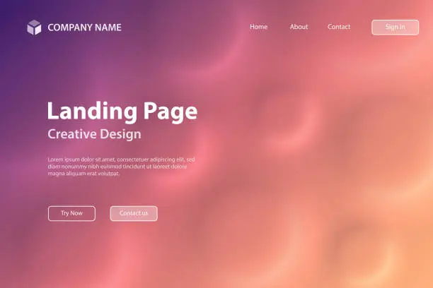 Vector illustration of Landing page Template - Abstract background with circles and Orange gradient