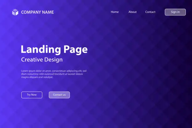 Vector illustration of Landing page Template - Geometric background with mosaic and Blue gradient