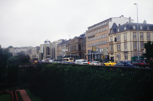 Luxembourg cityscape and the Casino forum for contemporary art at the Boulevard Roosevelt in Luxembourg city during early 1990s