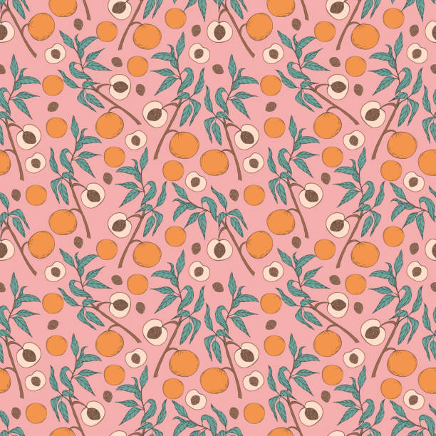 seamless pattern - nectarine peaches peach abstract stock illustrations
