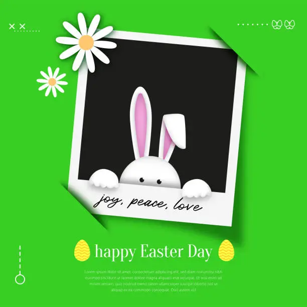 Vector illustration of Photo frame with Happy Easter Day