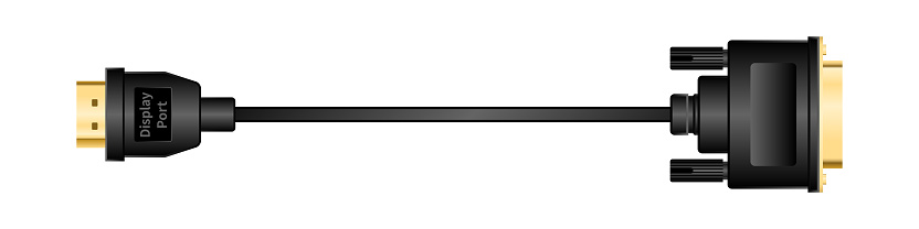 Side-facing conversion cable_displayPort_ male_dvi24 pin (DVI-D) _ Male illustration.