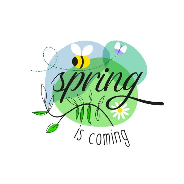 Vector illustration of Spring is coming composition