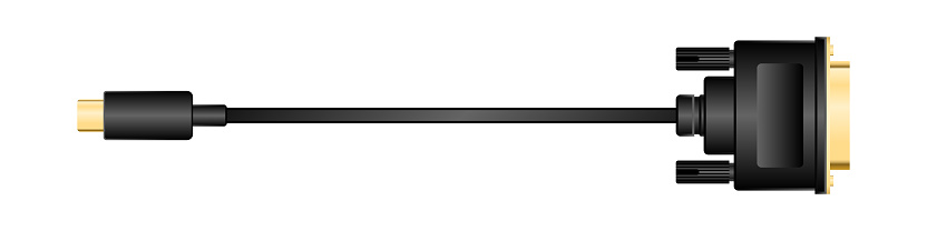 Side-facing conversion cable _USB Type-C_ male_dvi24 pin (DVI-D) _ Male illustration.