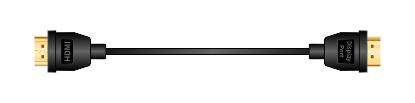 Side-facing conversion cable _hdmi type-A_ male_DISPLAYPORT_ Male illustration.