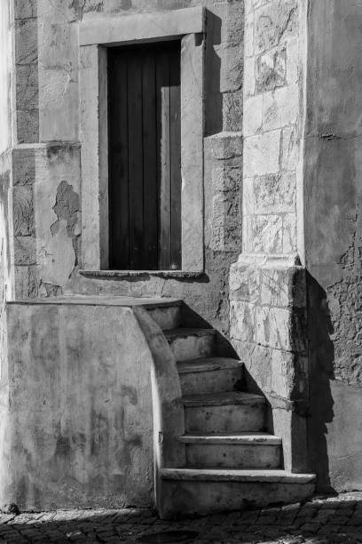 door with staircase of our lady of the assumption church in elvas - 16th century style 写真 ストックフォトと画像