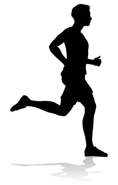 Vector illustration of Silhouette Runner Man Sprinter or Jogger Person