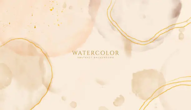 Vector illustration of Abstract horizontal watercolor background. Neutral light colored empty space background illustration