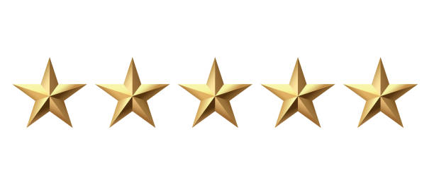 istock Five golden stars isolated on black background. Rating stars icon. white background 2068024901