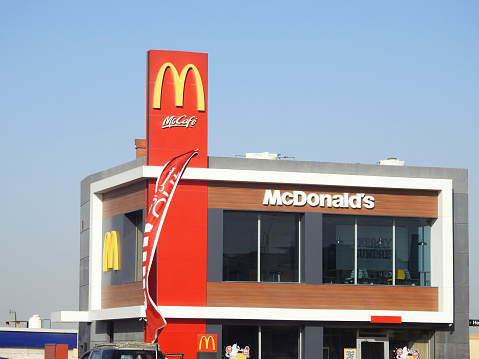 Cairo, Egypt, March 2 2024: McDonald's Egypt, McDonald's Corporation is an American multinational fast food chain, founded in 1940 as a restaurant operated by Richard and Maurice McDonald, selective focus