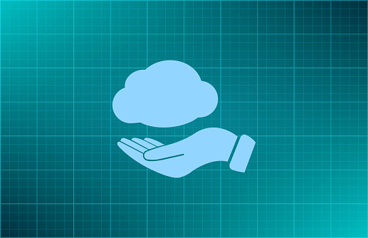 cloud on hand icon, vector illustration. Flat design style