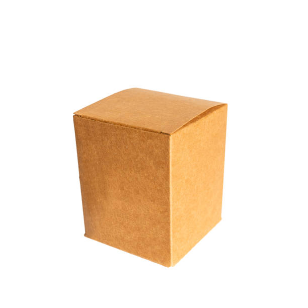 Cardboard Box on a white isolated background.Closed one brown cardboard.
