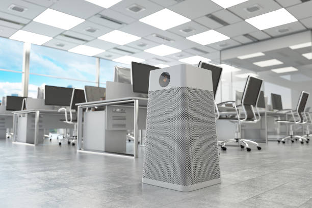 istock Air Purifier In Modern Open Plan Office For Fresh Air 2068127520
