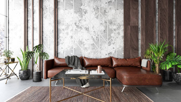 istock Modern Living Room with a Leather Sofa 2068129126