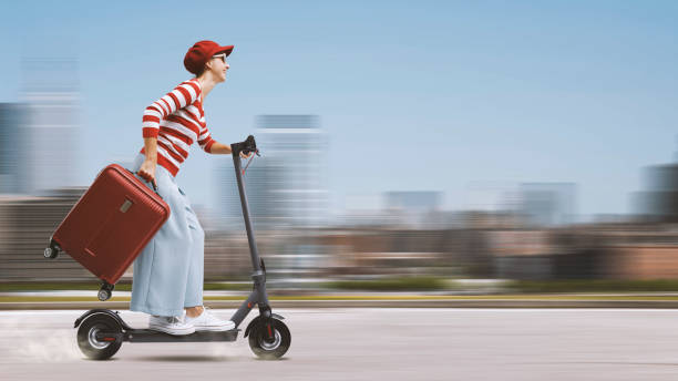 istock Tourist traveling with an e-scooter 2068135410