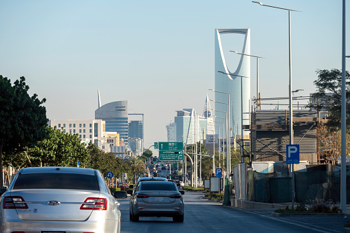 Riyadh - Saudi Arabia - March 01, 2024:  - King Fahd Road - the most prominent landmarks in Riyadh