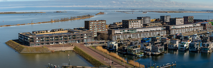 Skyline of IJburg, Amsterdam-Oost, The Netherlands, seen from the observation deck