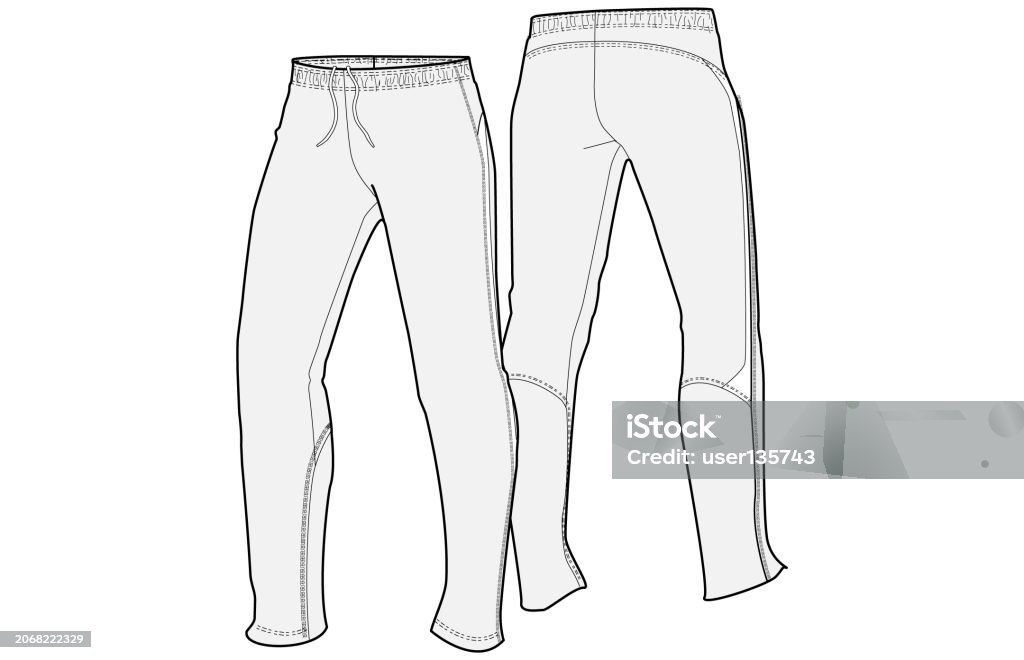 Drawstring Basic Trackpant Activewear Design Vector Illustration Front ...