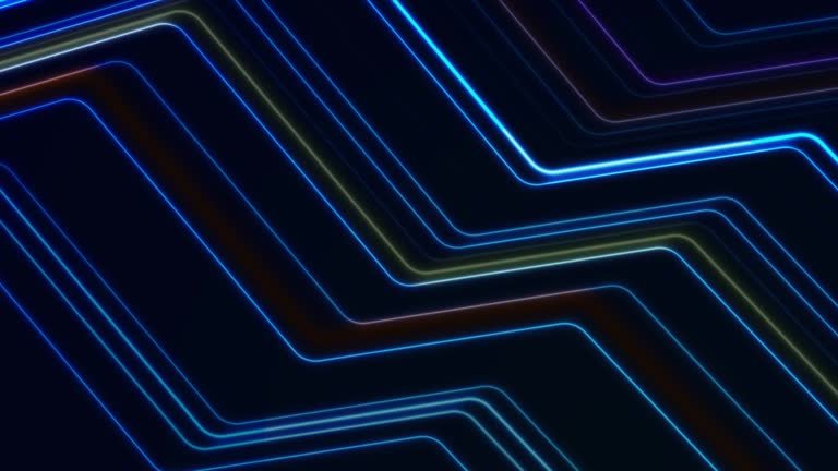 Colorful neon curved lines abstract futuristic geometric motion background