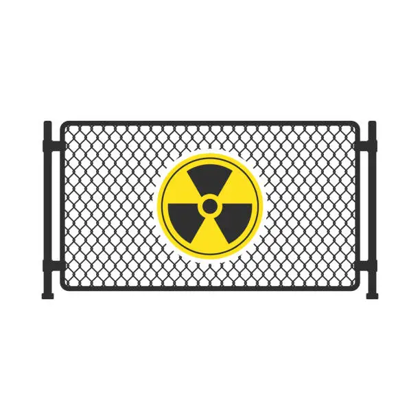 Vector illustration of Radiation sign on fence.