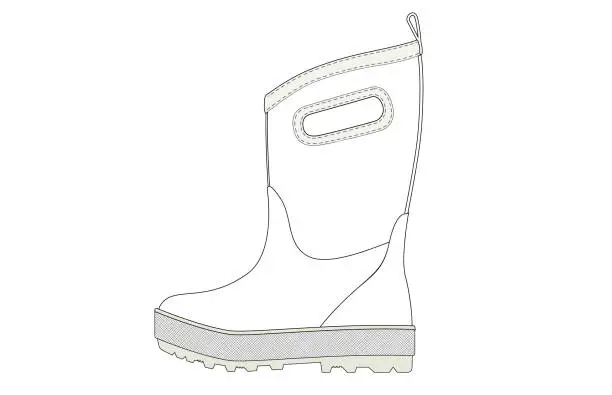 Vector illustration of Rubber Rain Boots Vector Side View Illustration