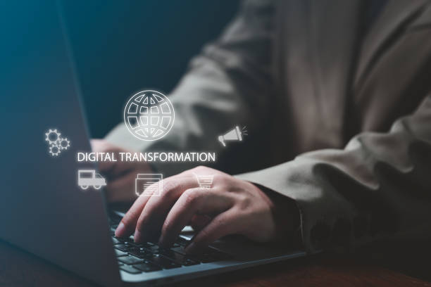 istock Digital transformation in action with hands on keyboard. Technology drives progress and efficiency in modern workplaces 2068363587