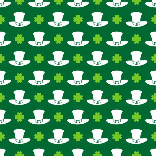 Vector illustration of St. Patricks Day seamless pattern. Green Saint Patricks Day backdrop. Vector background for textile, fabric, wallpaper, wrapping paper, etc.