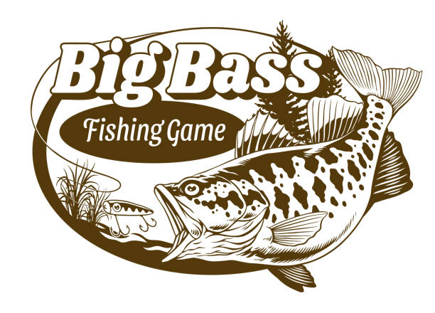 Vector of Vintage Big Bass Shirt Design in Monochrome Style