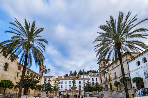 Prestigious buildings overlook the Plaza Coso Viejo in the old town of Antequera, a city that retains several churches and monasteries, together with palaces and stately houses in its historical heritage