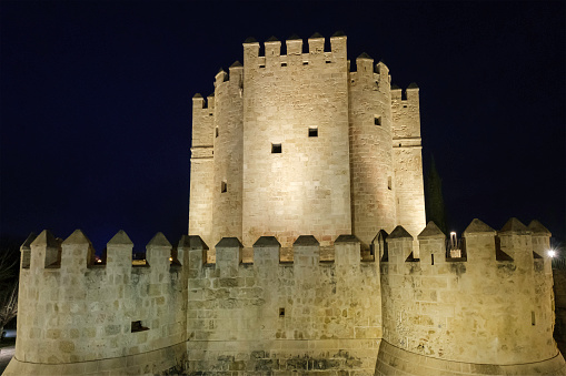 The monumental Torre de la Calahorra - Calahorra tower in Córdoba, a fortified gate of Islamic origin and one of the Unesco World Heritage Sites of the city