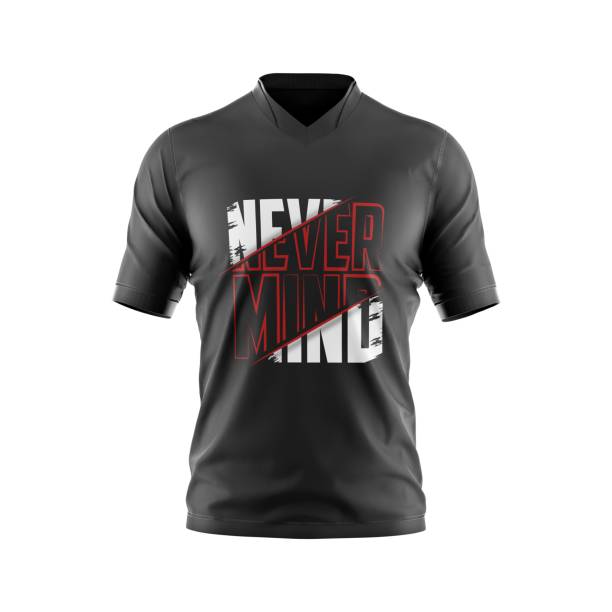 Black t-shirt with typographical isolated on a white backdrop