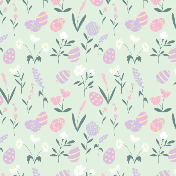 Vector illustration of Plants_doodle_Pattern4_2_eggs