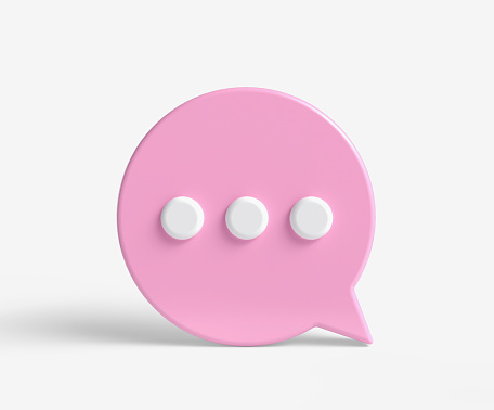 Pink speech bubble on white background